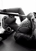 Amber Rose on a pool table
