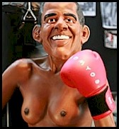 Naked babe with Obama mask