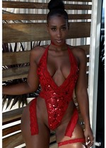 Ebony lingerie model