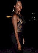 Jamelia in a black dress