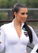 Kim Kardashian in a tight racing outfit