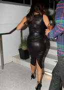 Kim Kardashian in a leather dress