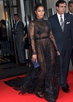 LaLa Anthony in a sheer dress