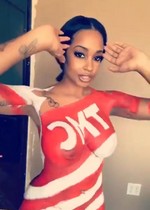 Busty babe in body paint