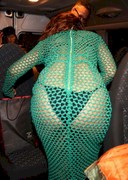 Rihanna in a mesh dress