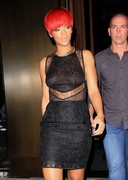 Rihanna out in a see through top
