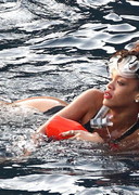 Rihanna swimming