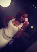 Sheneka Adams in a white dress
