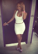 Sheneka Adams in a white dress