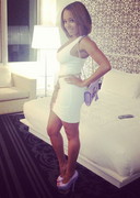 Sheneka Adams in a white dress