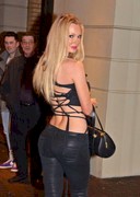 Sophie Turner in leather pants