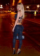 Sophie Turner in leather pants