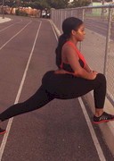 Sultry Simone stretching