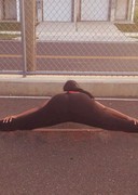 Sultry Simone stretching