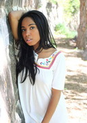 Ebony babe strip outdoors