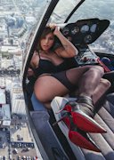 Sexy babe in a helicopter