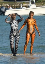 Cardi B tiger body paint