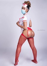 Curvy ebony nurse