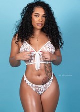 Ebony babe in see through underwear