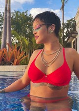 Rihanna in red lingerie