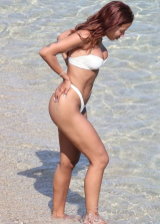 Anitta in a White Bikini at a Beach in Mykonos
