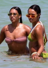 Chantel Jeffries and Karrueche Tran in Bikinis on the beach in Miami