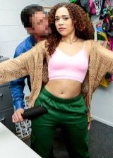 Curly haired chick gets her pussy railed from behind after getting caught shoplifting
